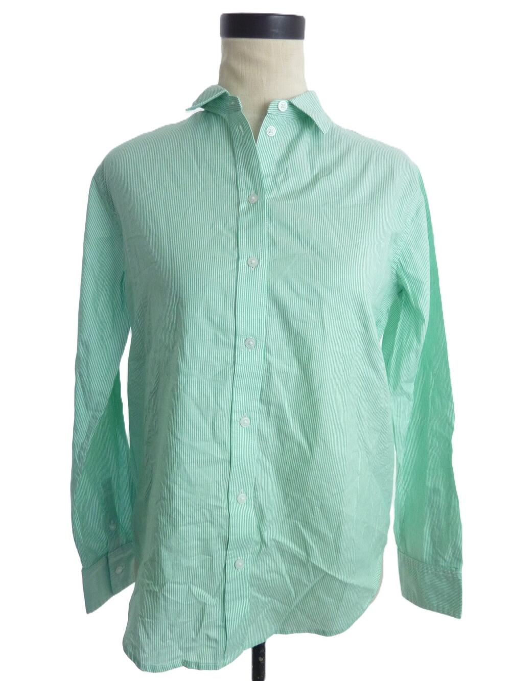 NWT Everlane Long Sleeve Button Down Cotton Mint Green Striped Shirt 2